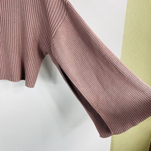 Eloquii Size 18 20 Cropped Ribbed Open Sleeve Sweater Pink Blush 100% Cotton - Picture 3 of 5
